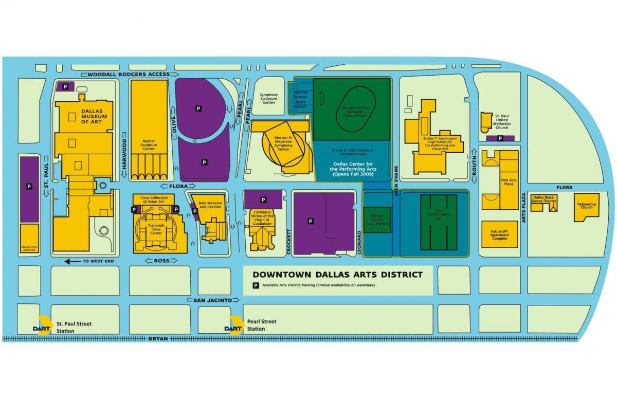 mapa ng Dallas arts district