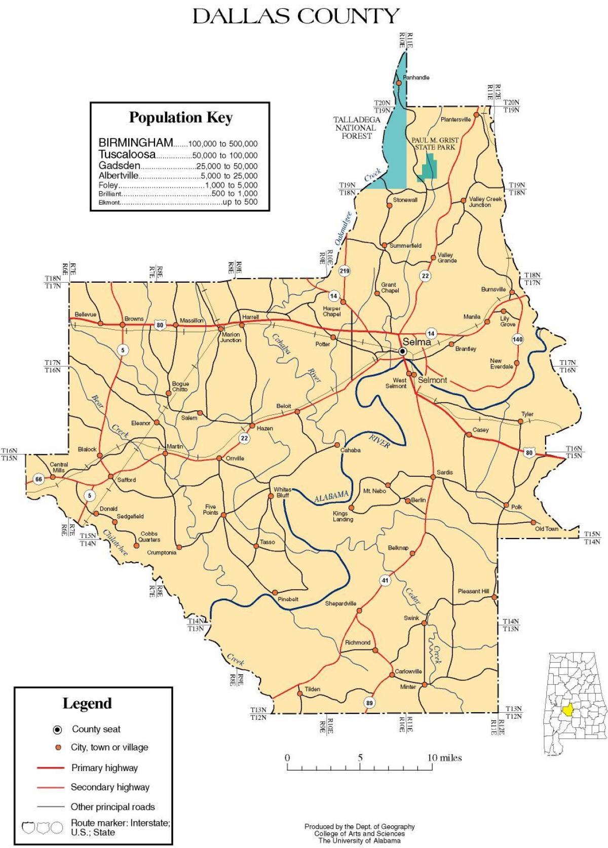 mapa ng Dallas county