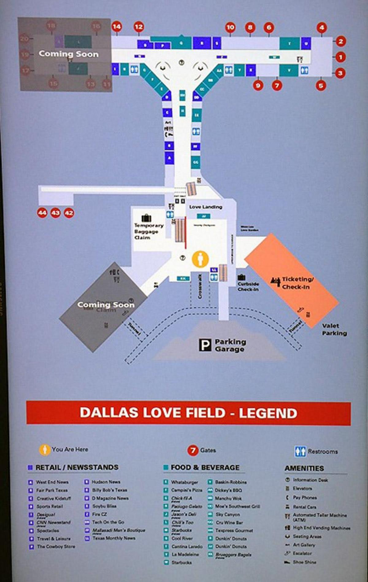 Dallas love field airport mapa