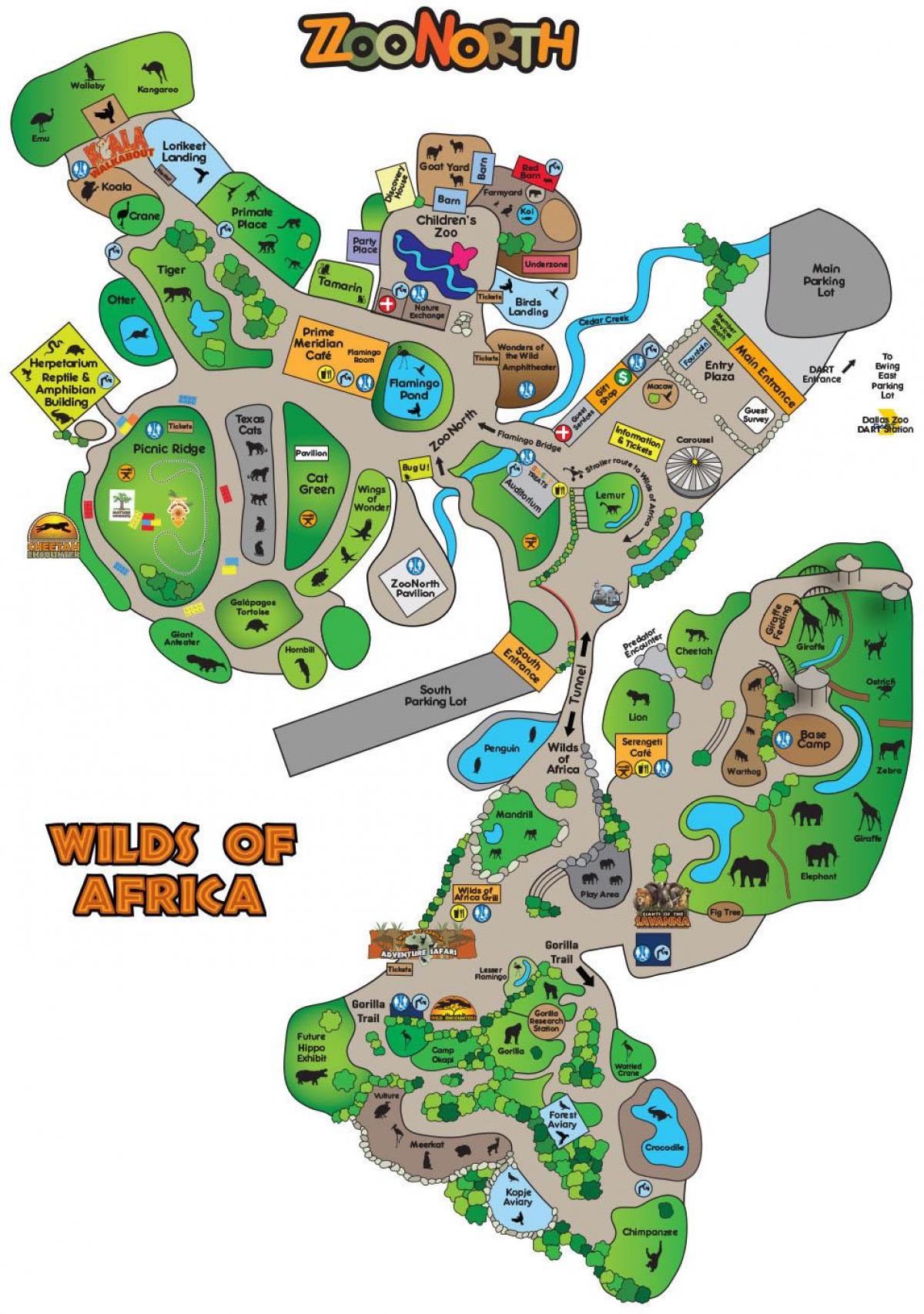 mapa ng Dallas zoo