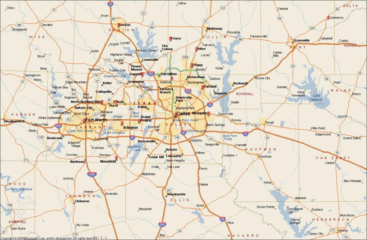 Sa Dallas-Fort Worth metroplex mapa
