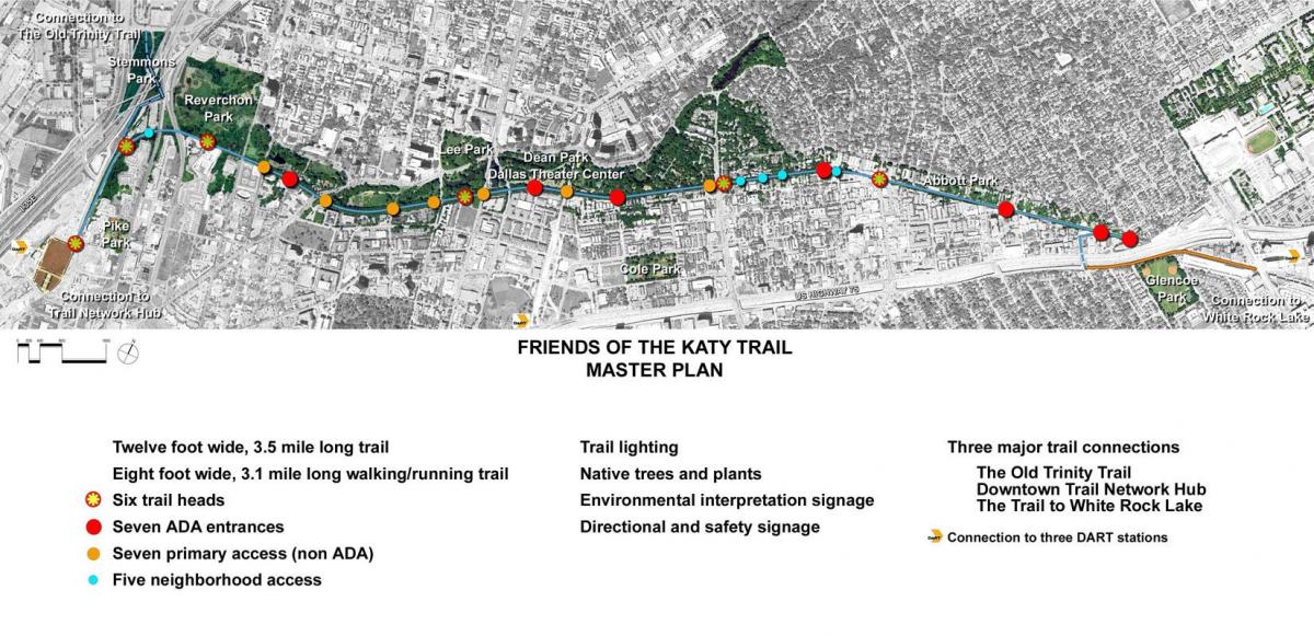 mapa ng Katy trail Dallas