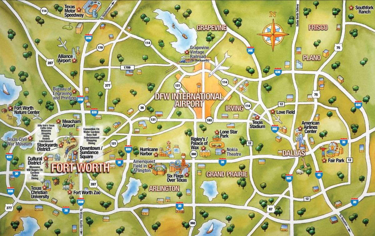 DFW mapa ng lungsod