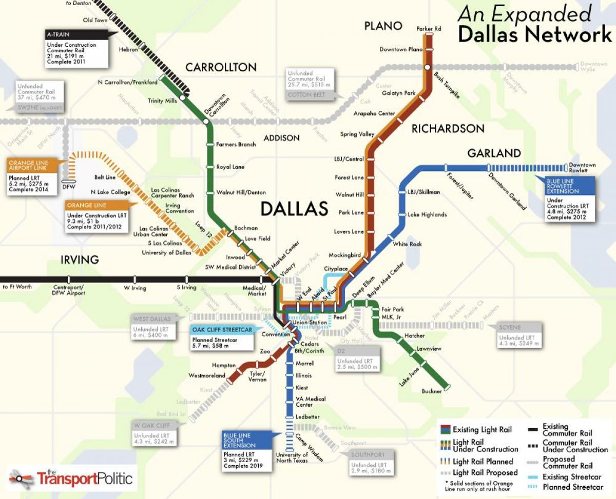 Dallas train system mapa