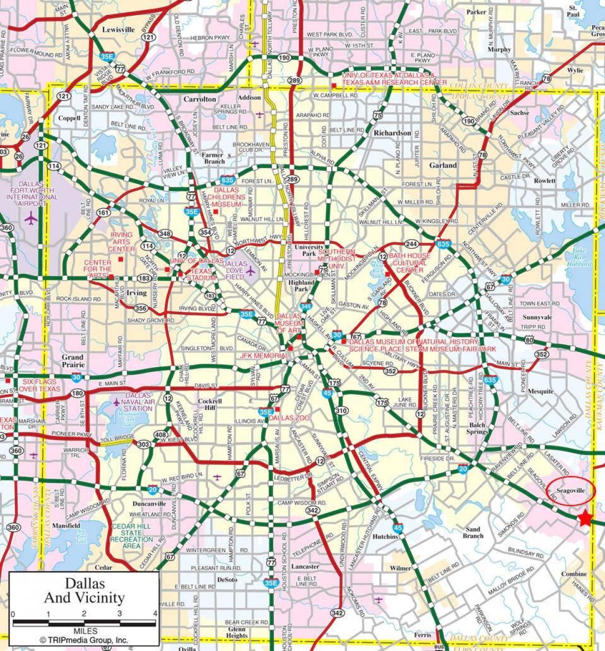 mapa ng Dallas suburbs